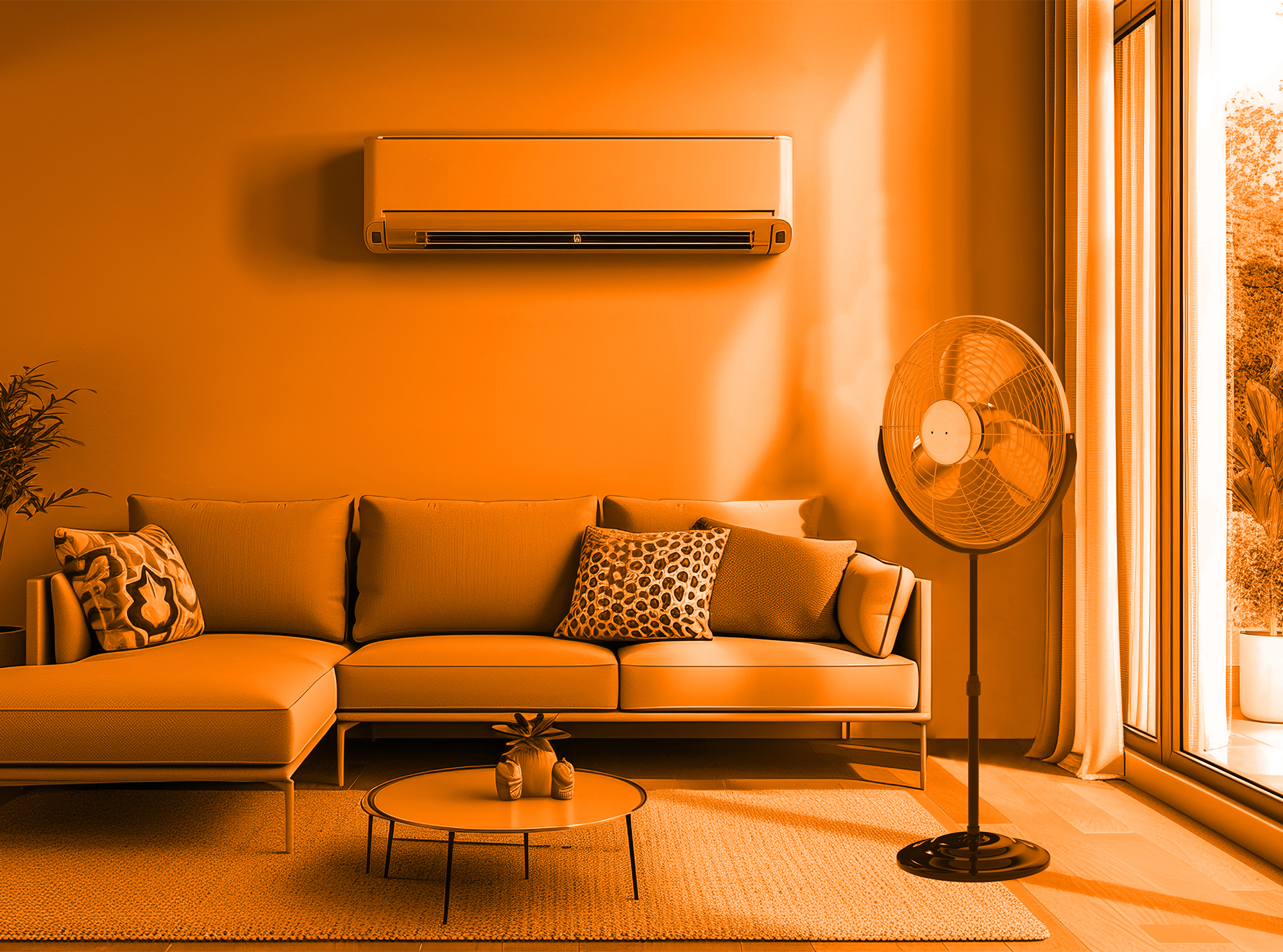 Klimaanlage und Ventilator in Wohnzimmer